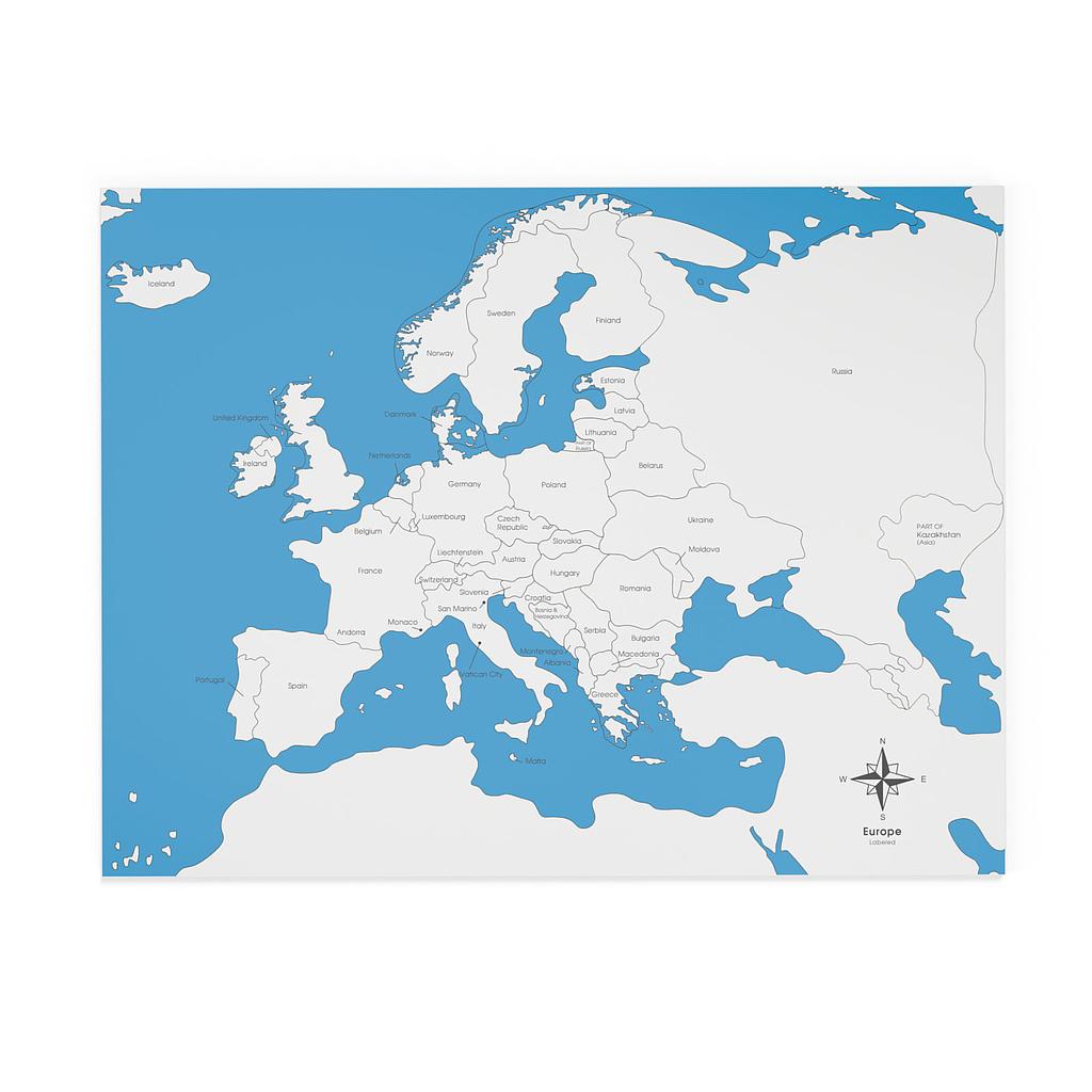 Chỉ dẫn ghép hình bản đồ: Châu Âu, có nhãn