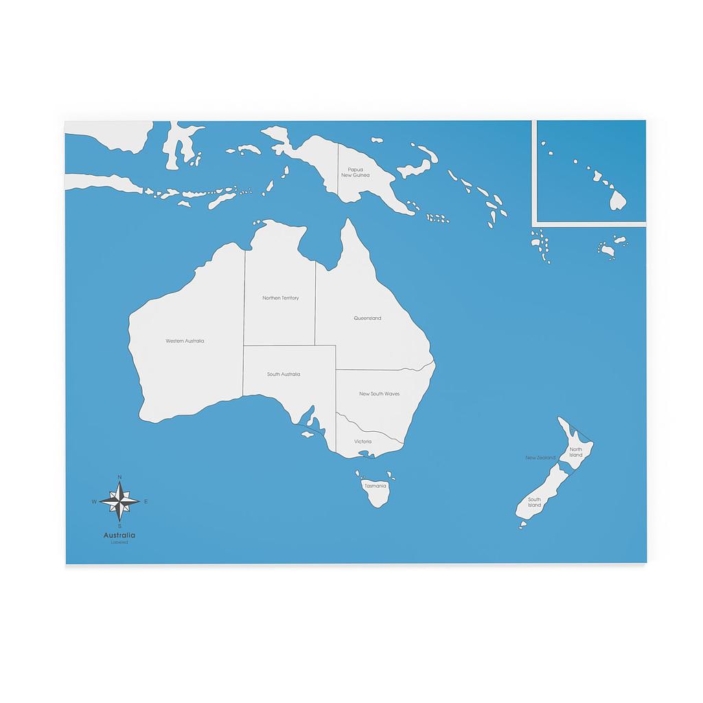Chỉ dẫn ghép hình bản đồ: Châu Úc, có nhãn