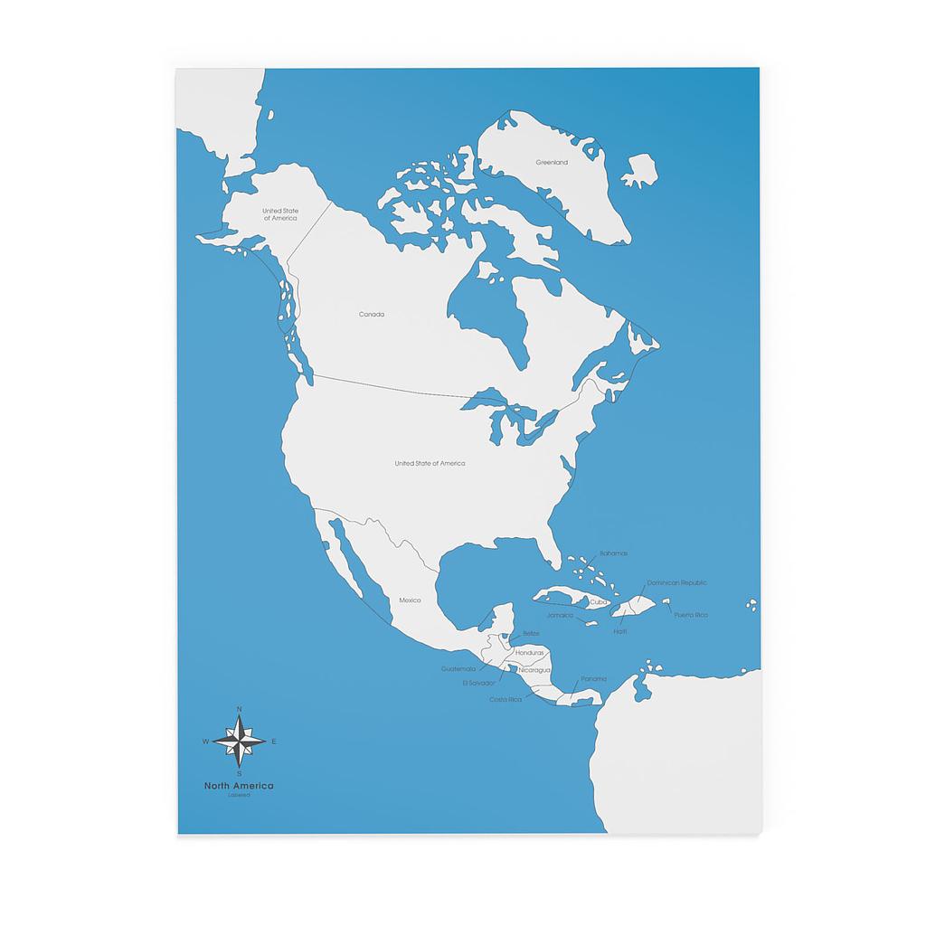 Chỉ dẫn ghép hình bản đồ: Bắc Mỹ, có nhãn