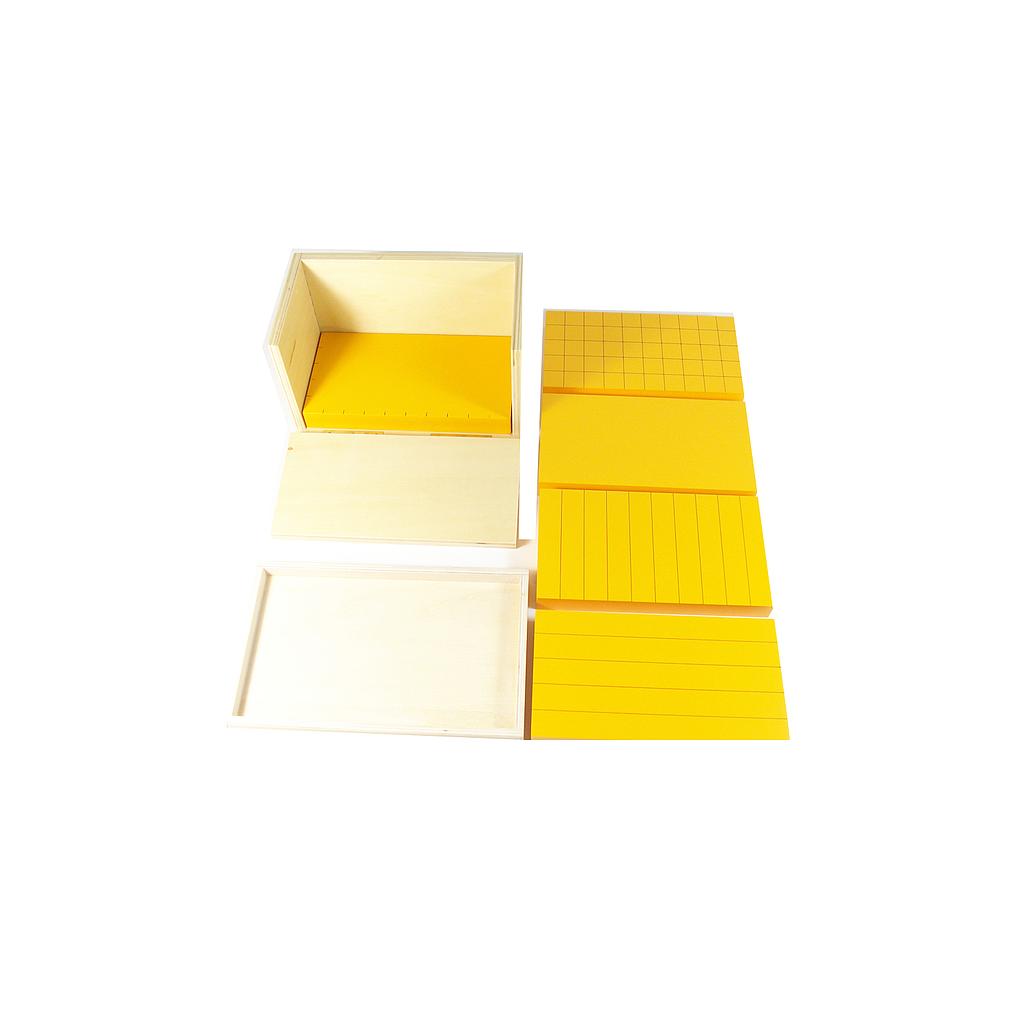 Hộp tính thể tích hình hộp chữ nhật với 5 khối màu vàng