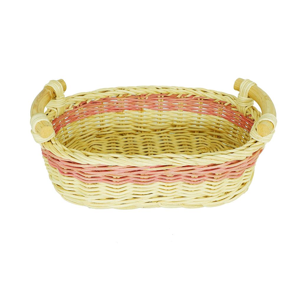 Giỏ mây hồng có tay cầm