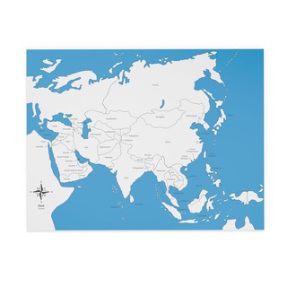 [0740200] Chỉ dẫn ghép hình bản đồ: Châu Á, có nhãn
