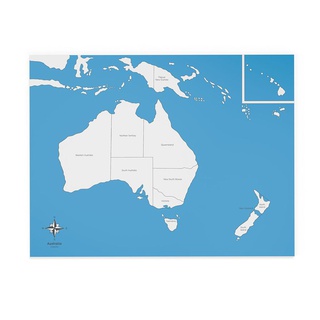 [0740400] Chỉ dẫn ghép hình bản đồ: Châu Úc, có nhãn