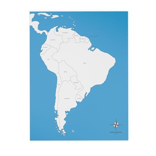 [0740700] Chỉ dẫn ghép hình bản đồ: Nam Mỹ, có nhãn
