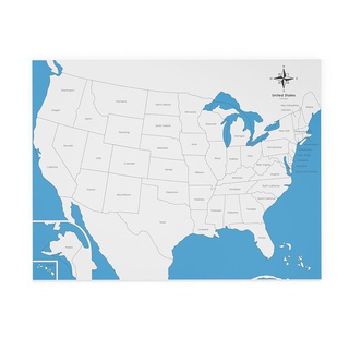 [0740800] Chỉ dẫn ghép hình bản đồ: Mỹ, có nhãn